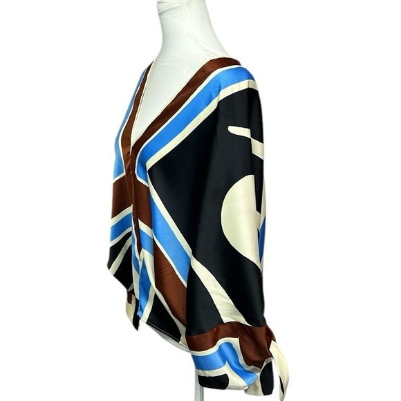 Zara Multicolored Graphic Tie Sleeve Blouse - Picture 3 of 6